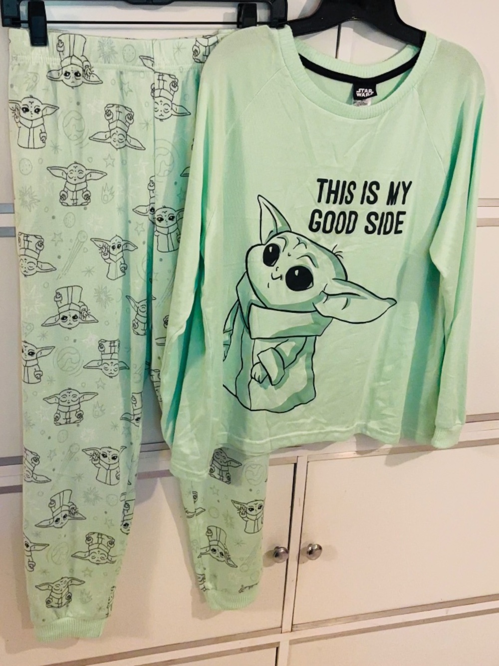Star Wars Baby Yoda Pajama Set Green/Black Size Xl(16)-18)